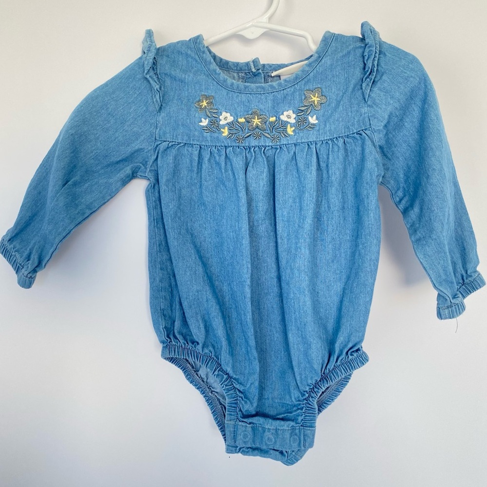 Baby Girl Strawberry Summer Dress Denim Dress And Denim Onesie 12 Months Bundle - Picture 8 of 10